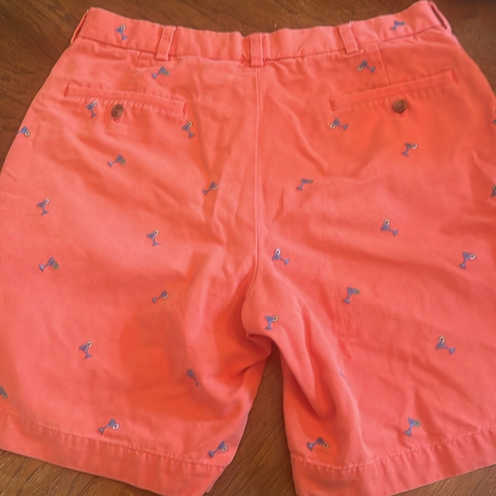 Men's Coral Brooks Brother Embroidered Shorts with margaritas size W34 - Picture 3 of 3